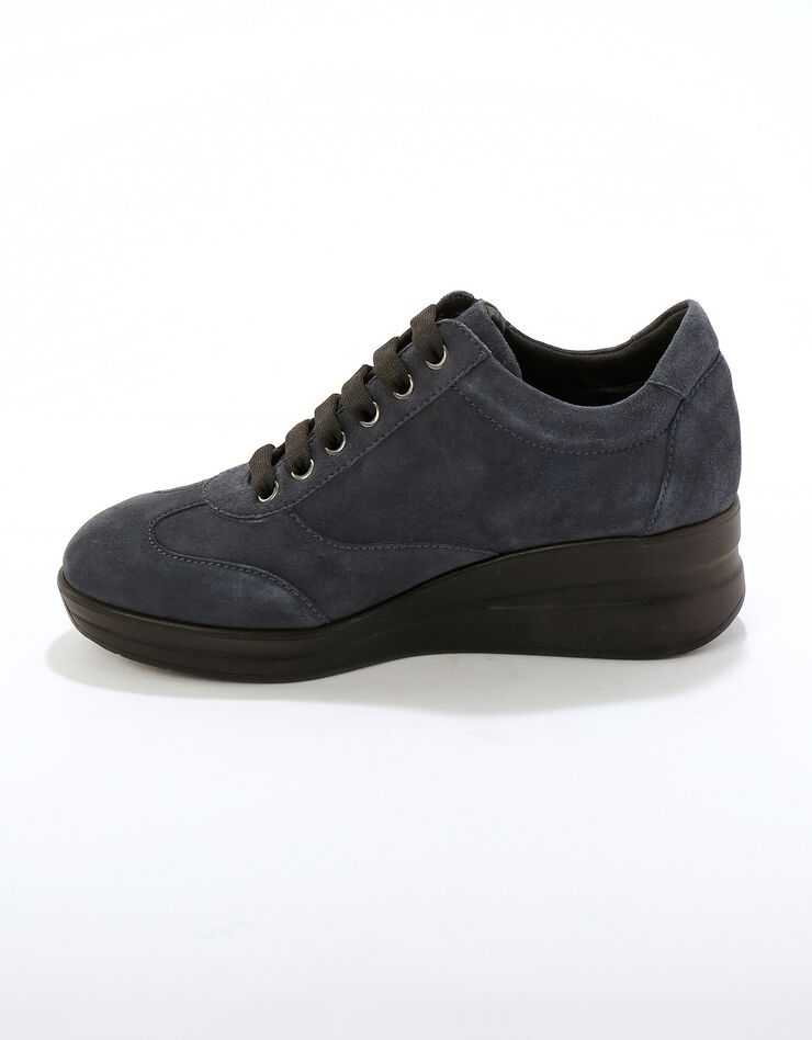 Baskets compensées confort en cuir certifié LWG (bleu grisé) Baskets compensées confort en cuir certifié LWG (bleu grisé)