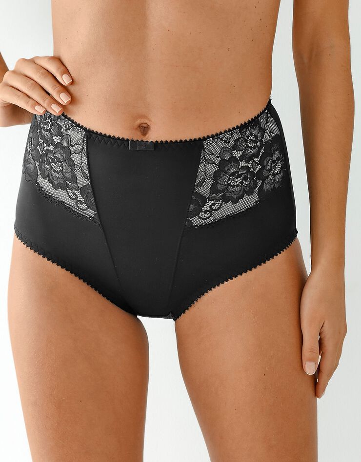 Gaine amincissante dentelle et microfibre (noir)