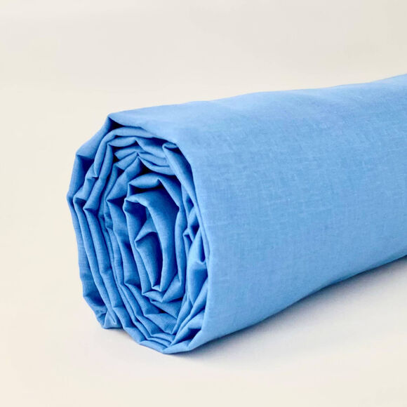 Drap-housse irrétrécissable uni coton (bleu)