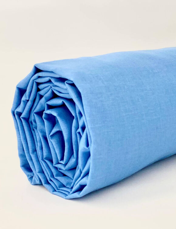 Drap-housse irrétrécissable uni coton (bleu)