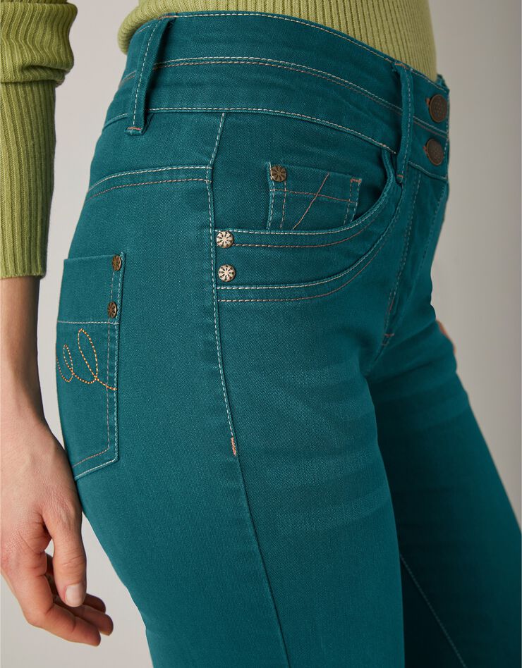 Jean 7/8ème fuselé couleur stretch (émeraude)