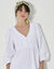 Robe courte évasée, détails broderie anglaise (blanc)