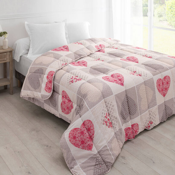 Couette coton imprimé Lovely 400 g/m² (rouge)