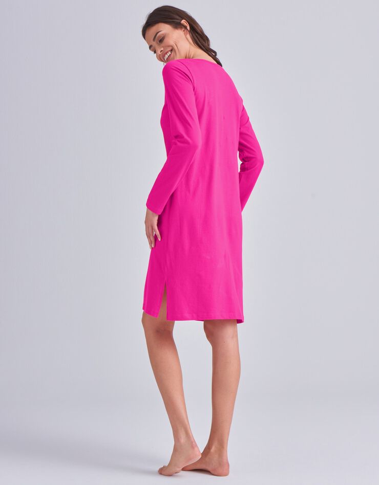 Chemise de nuit manches longues - imprimé chats (fuchsia) Chemise de nuit manches longues - imprimé chats (fuchsia)