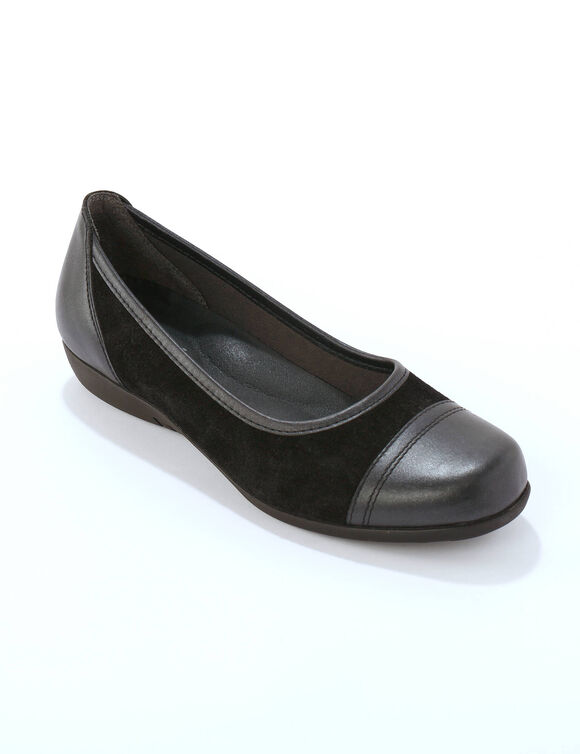 Ballerines compens&eacute;es avec empi&egrave;cements extensibles  (noir)