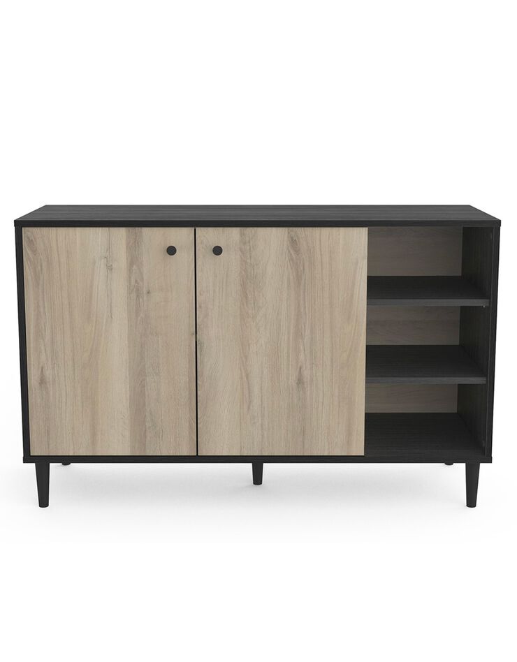 Buffet HAMFIELD 2 portes – 3 étagères côtés (noir)