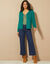 Gilet paletot, maille perlée fantaisie (vert émeraude)