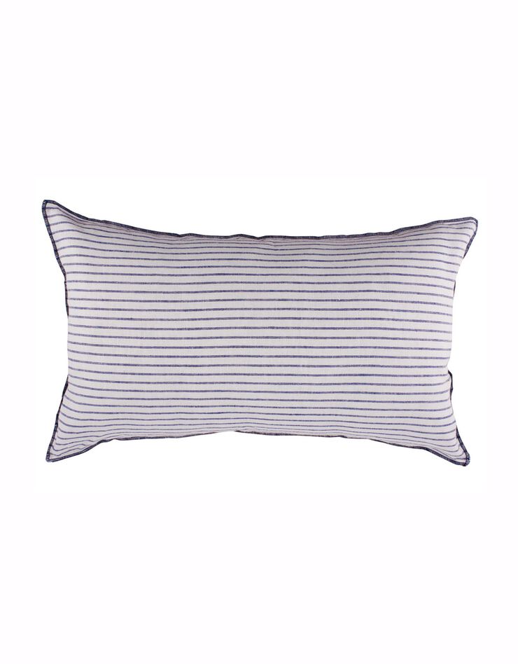 Coussin rayé rectangulaire (blanc / marine)