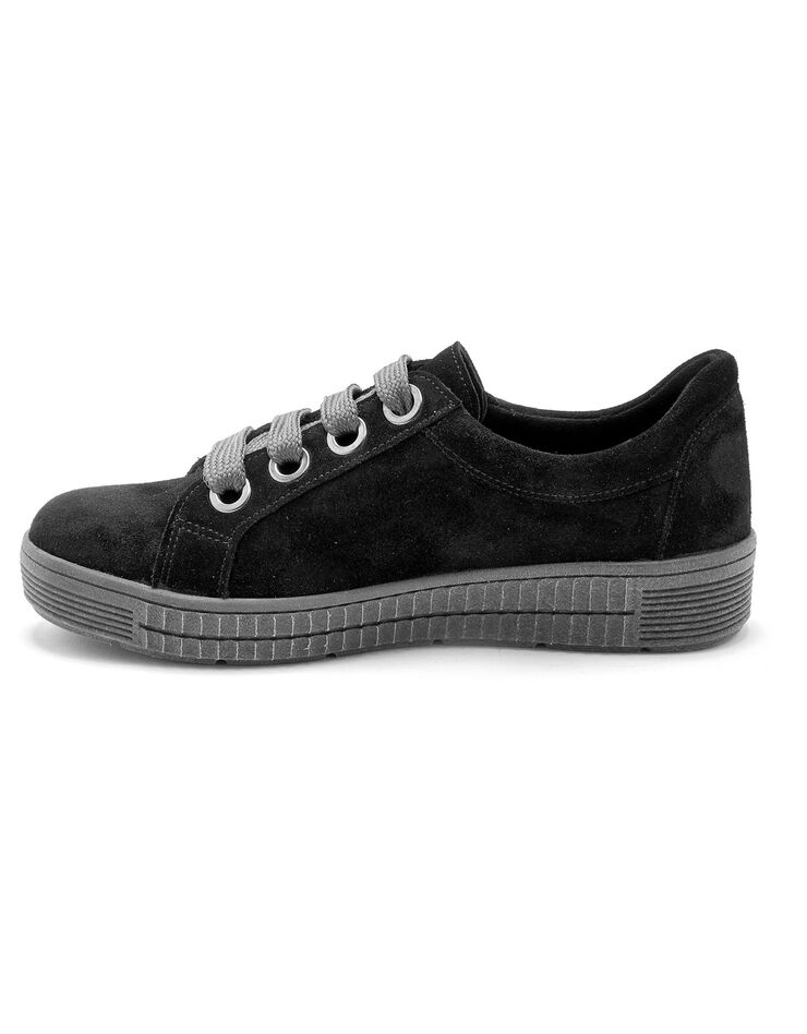 Baskets zippées et lacées grande largeur en cuir - noir (noir) Baskets zippées et lacées grande largeur en cuir - noir (noir)