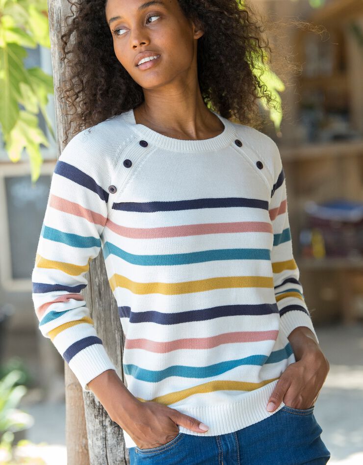 Pull marinière manches longues rayé (blanc / multicolore)