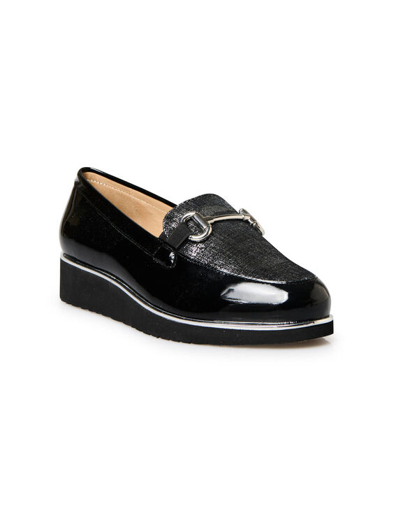 Mocassins compensés cuir verni à mors (noir)