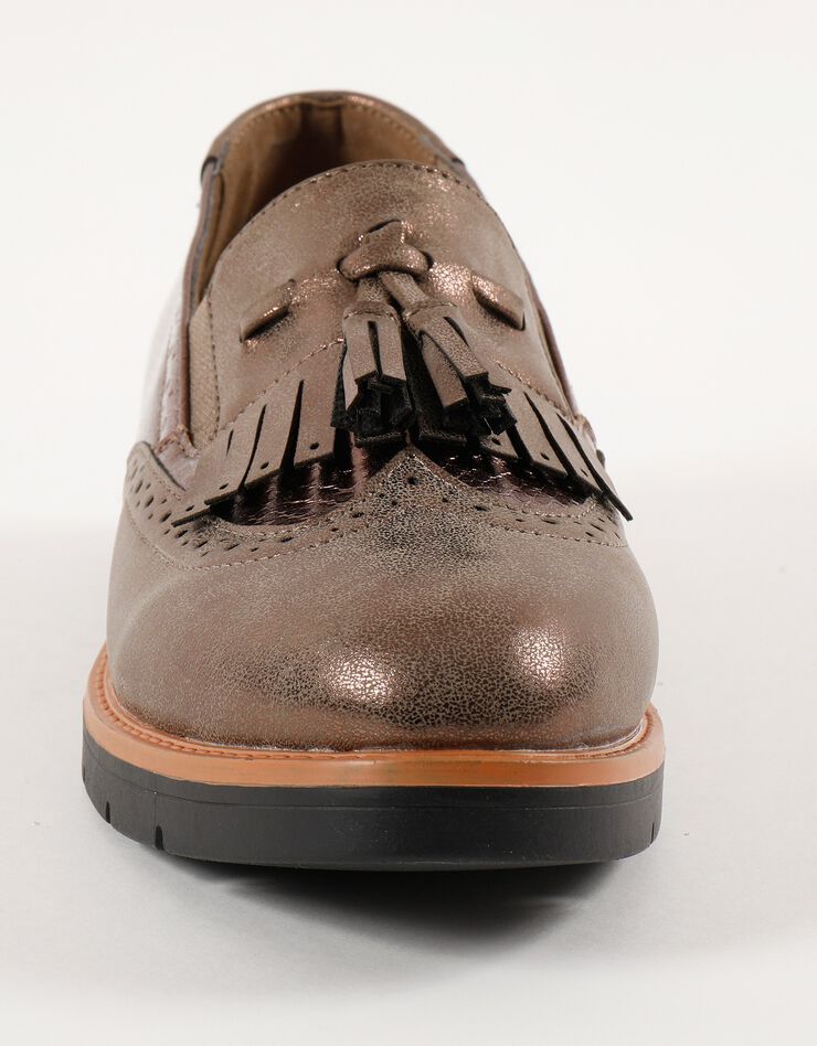 Slippers compensées à franges et pompons - marron (marron) Slippers compensées à franges et pompons - marron (marron)