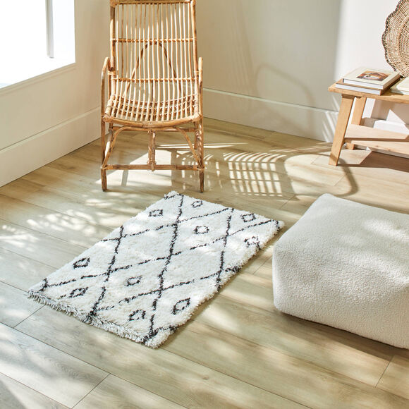 Tapis style berbère, coton (blanc / noir)