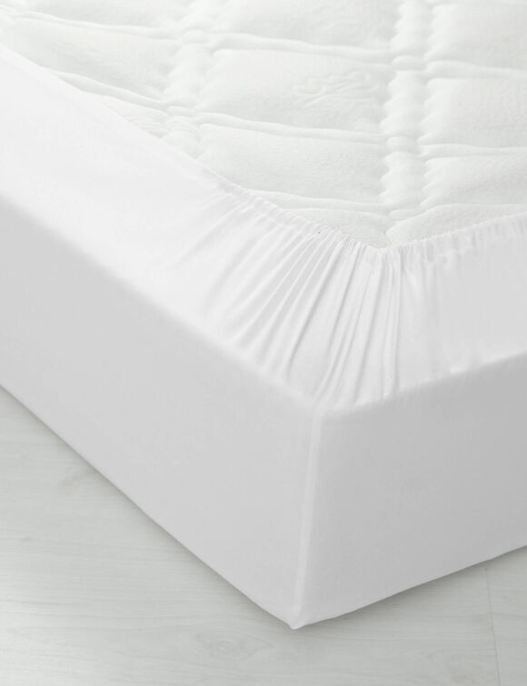 Drap-housse uni polyester - coton bonnet 32 cm (blanc)