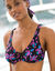 Haut de maillot de bain forme foulard imprimé Lokia - avec armatures flexibles  (noir / fuchsia)