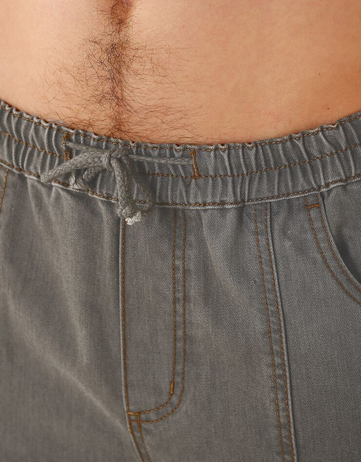 Jean denim léger taille élastiquée (gris)