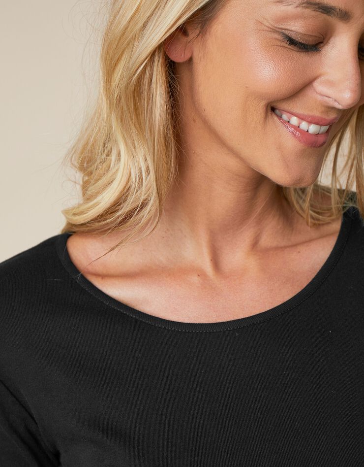 Tee-shirt uni manches longues jersey coton bio (noir) Tee-shirt uni manches longues jersey coton bio (noir)