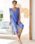 Pyjama court jersey et broderie anglaise (bleu)