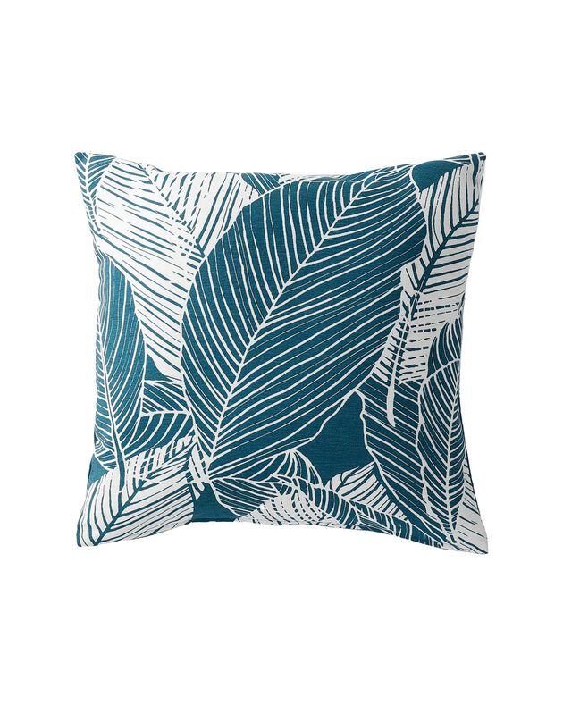 Housse de coussin carrée imprimé feuillage - lot de 2 (bleu)