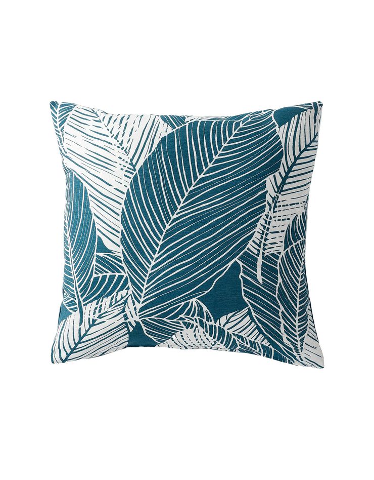 Housse de coussin carrée imprimé feuillage - lot de 2 (bleu)