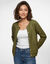Cardigan uni maille fantaisie (vert olive)