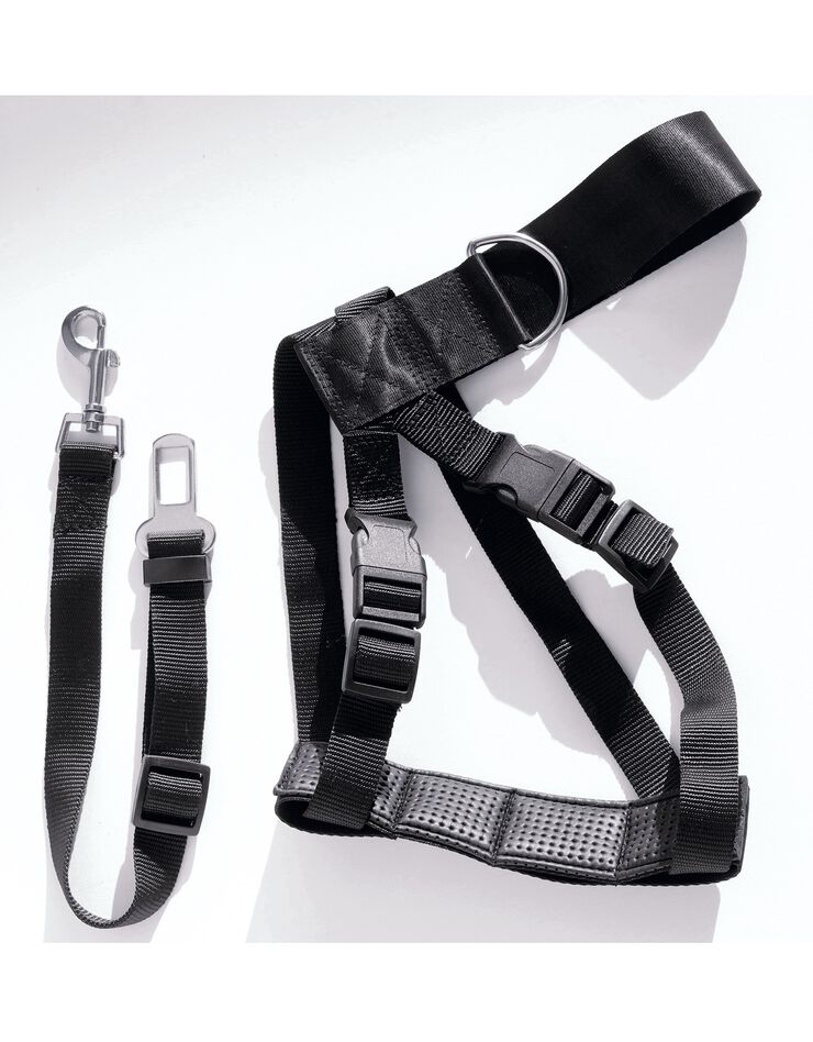 Harnais et sangle de sécurité pour chien (noir) Harnais et sangle de sécurité pour chien (noir)
