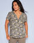Chemisier imprim&eacute; ethnique, manches courtes (kaki)