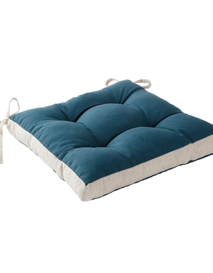 Galette de chaise bicolore - lot de 2 (bleu prusse)
