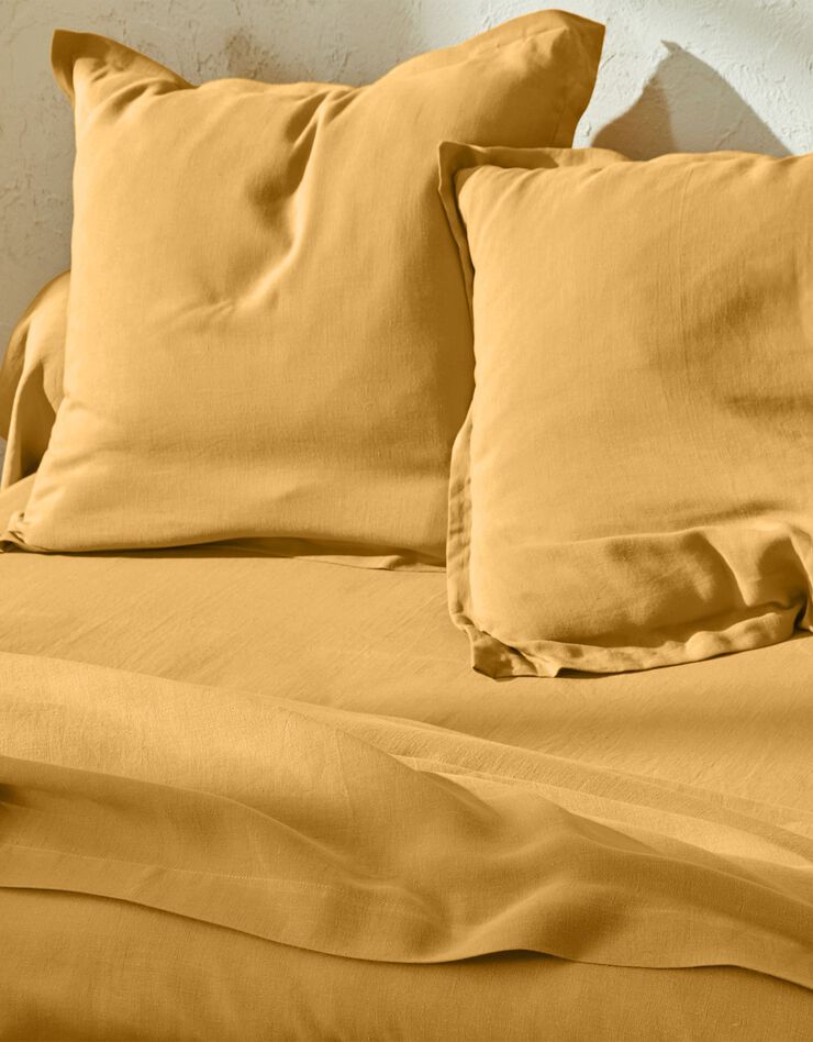 Linge de lit uni lin lavé (miel)