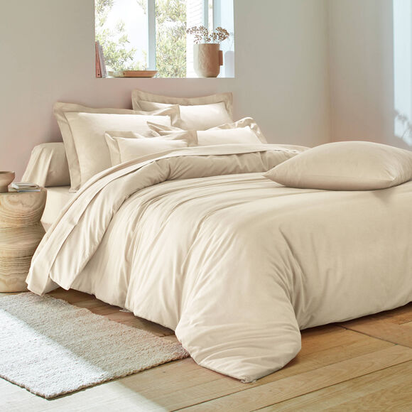 Linge de lit uni polyester-coton Colombine (sable)