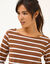 T-shirt marini&egrave;re manches longues, coton biologique(**) (caramel / blanc)