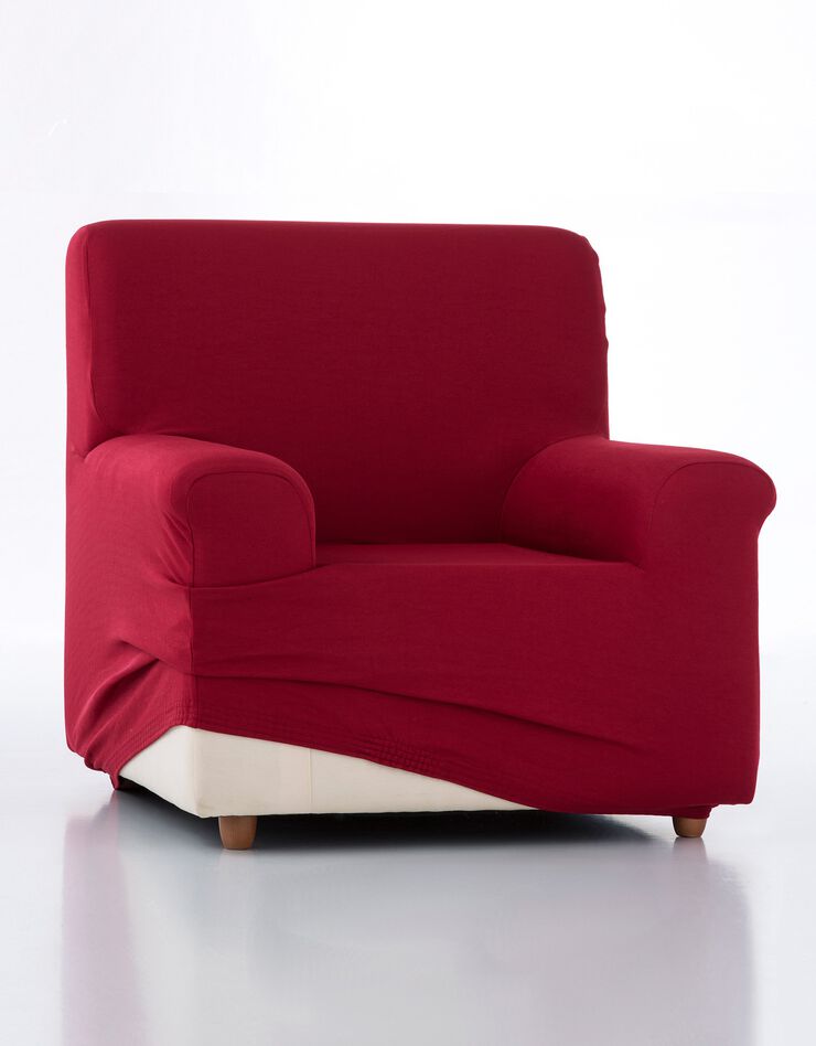 Housse unie fauteuil canapé bi-extensible  (rouge)