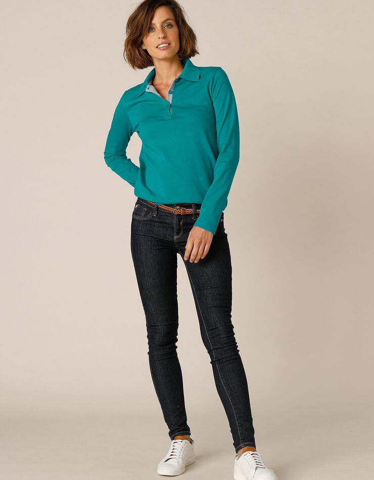 Polo bicolore maille jersey (émeraude / gris) Polo bicolore maille jersey (émeraude / gris)