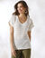 Pull maille ajourée, manches courtes (écru)
