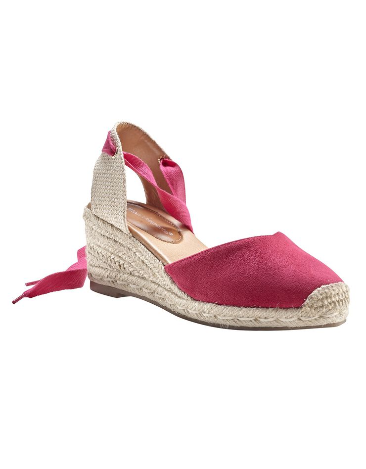 Sandales compensées corde avec liens à nouer (fuchsia) Sandales compensées corde avec liens à nouer (fuchsia)
