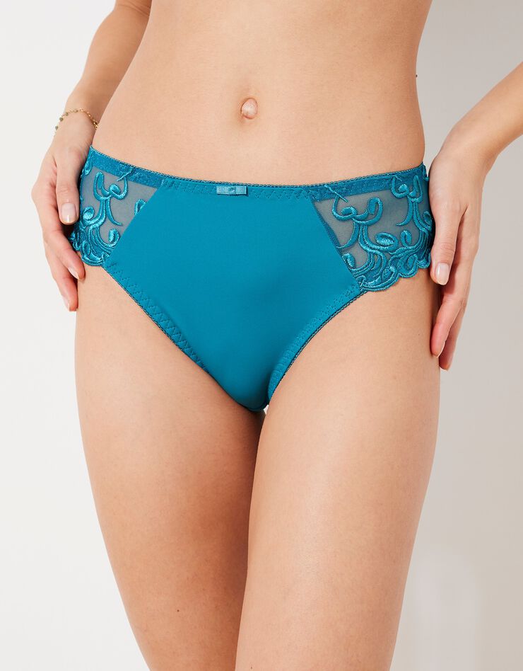 Culotte microfibre et tulle brodé Sienne - lot de 2 (émeraude + blanc)