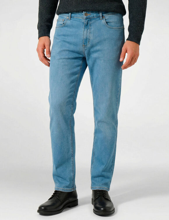 Jean droit basique coton stretch - L28 (stone clair)