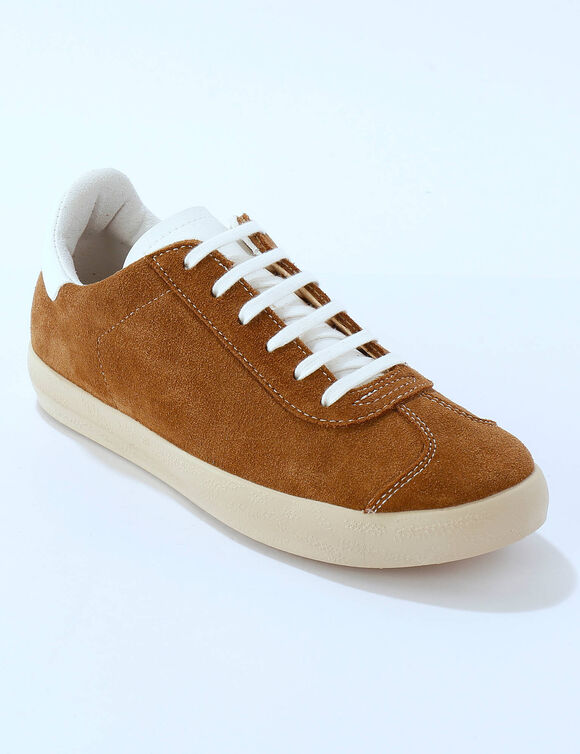Baskets vintage cro&ucirc;te de cuir color&eacute;es (taupe)