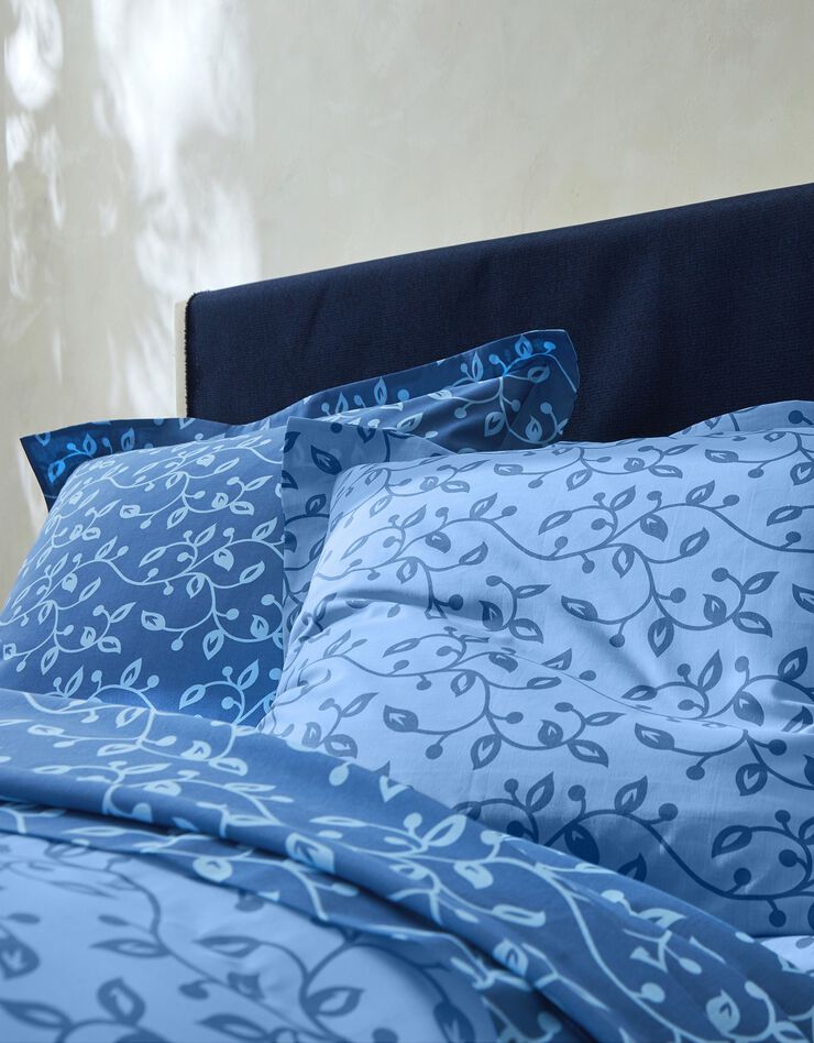 Linge de lit Héritage en coton à motifs volutes (bleu)