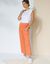 Pantalon coupe droite 7/8ème taille élastiquée, lin coton (orange grisé)