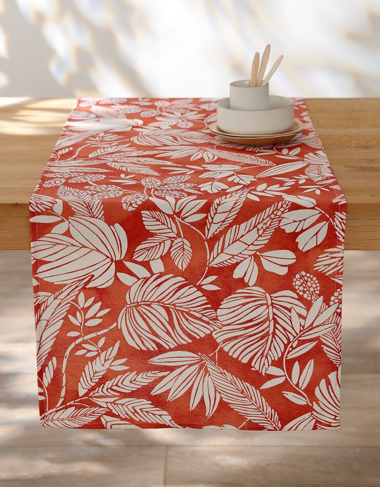 Nappe anti-taches imprimé végétal (terracotta)