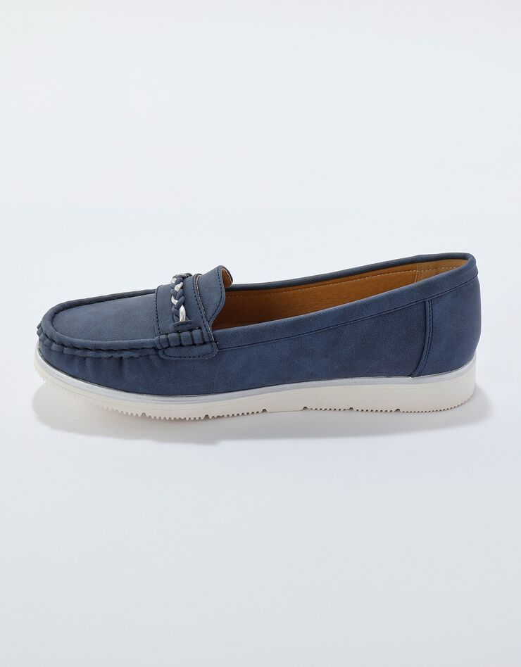 Mocassins bande fantaisie semelle blanche (marine)