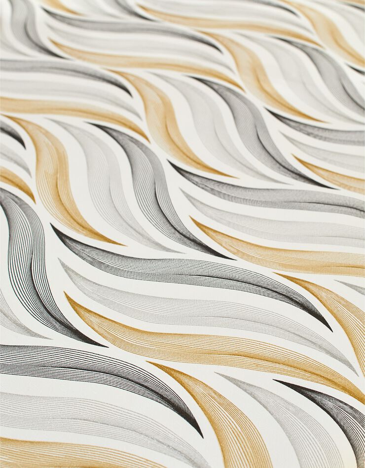 Nappe toile cirée imprimé Vague (blanc / gris)