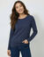 T-shirt col rond manches longues uni (marine)