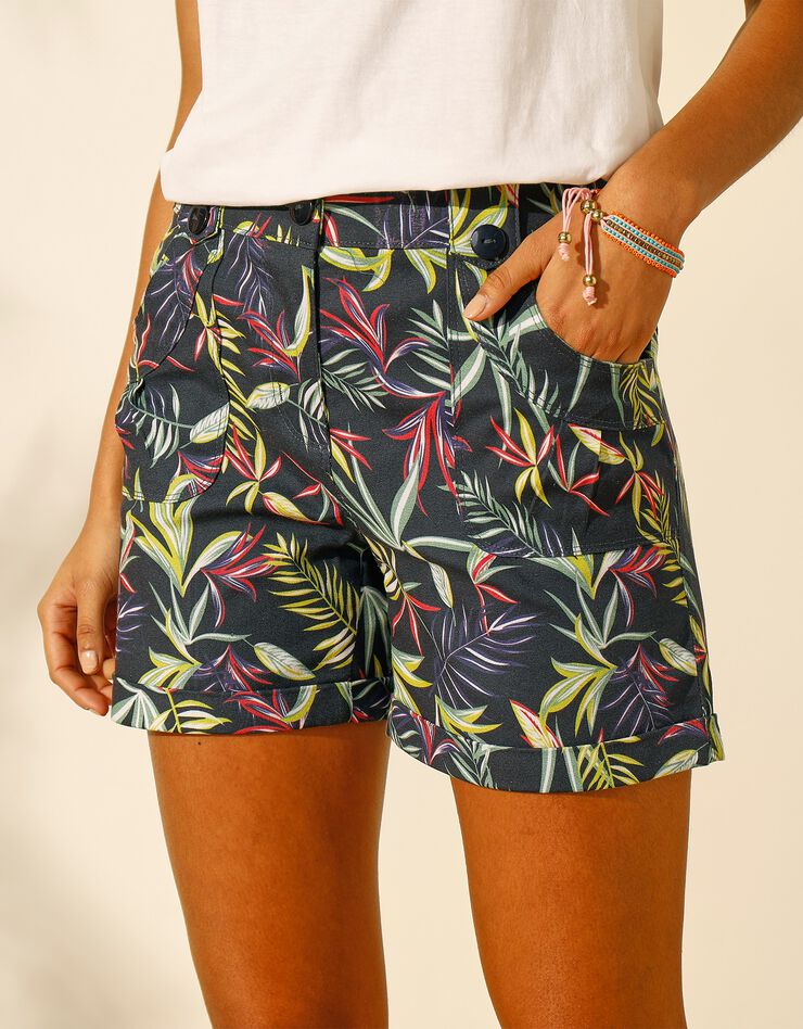 Short imprimé à revers stretch (marine / vert) Short imprimé à revers stretch (marine / vert)