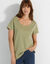 T-shirt col rond manches courtes uni coton (kaki clair)