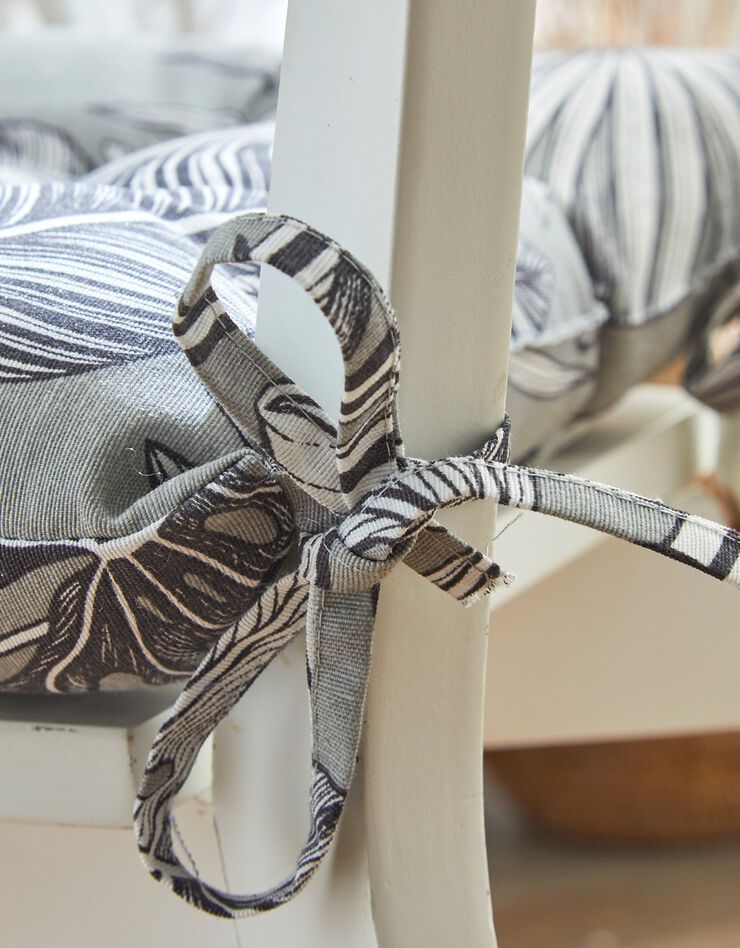 Galette de chaise imprimé tropical - lot de 2 (gris)