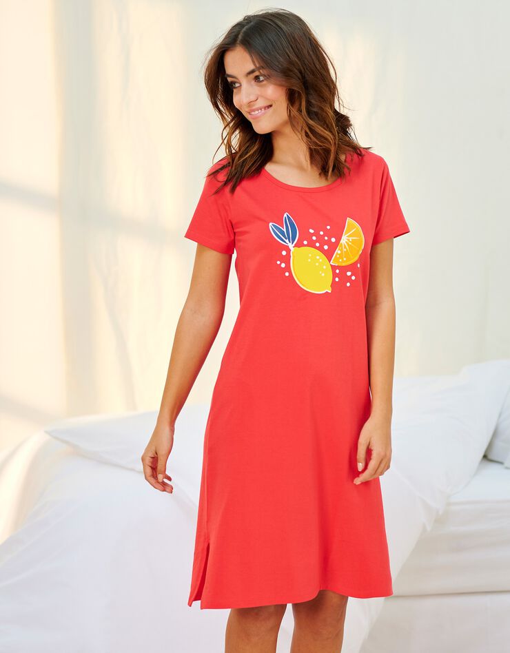 Chemise de nuit courte imprimé fruits (capucine) Chemise de nuit courte imprimé fruits (capucine)