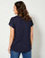 Tee-shirt col tunisien manches courtes, uni (marine)