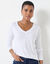 T-shirt col V manches longues (blanc)